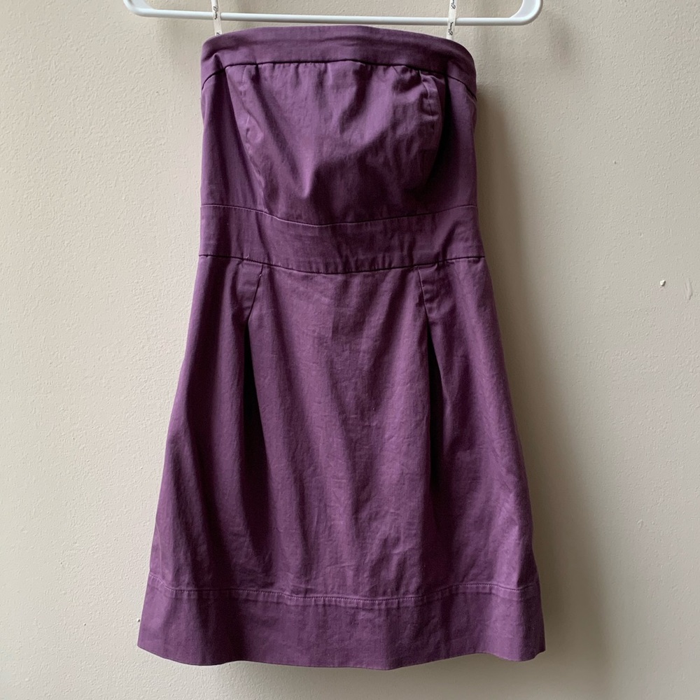 Guess strapless purple mini dress